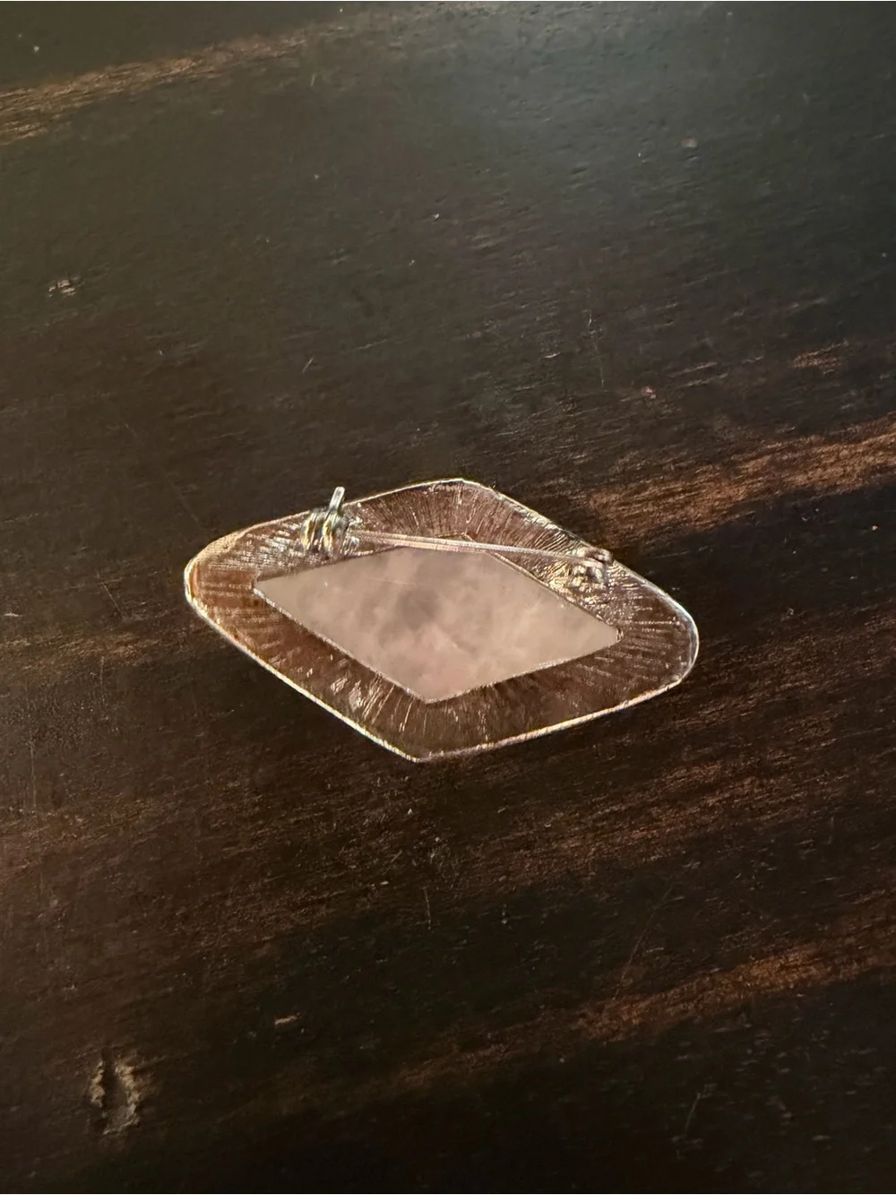 Rose quartz and marcasite brooch